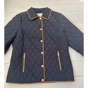 Michael Kors Navy Quilted Jacket With Trim Size Medium, New